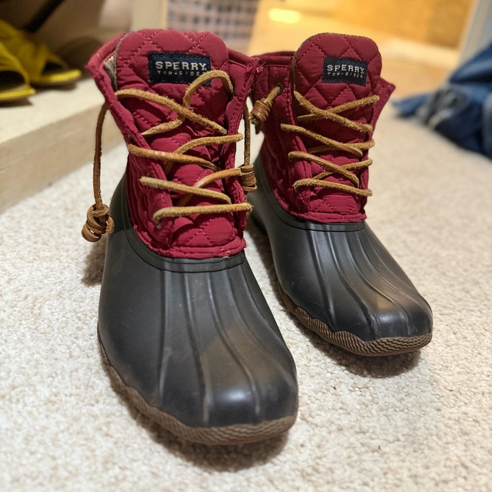 Sperry Red and Black Winter Rain Boots Waterproof